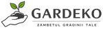Gardeko logo with a hand holding soil and leaves on a white background