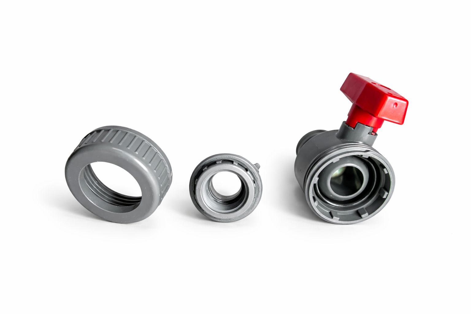 Robinet cu bilă PVC 3/4” cu olandez și filet exterior – pentru instalații apă și irigații