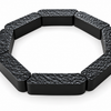 Bordură decorativă modulară pentru grădină, flexibilă, aspect piatră, negru 2,4m x 11cm