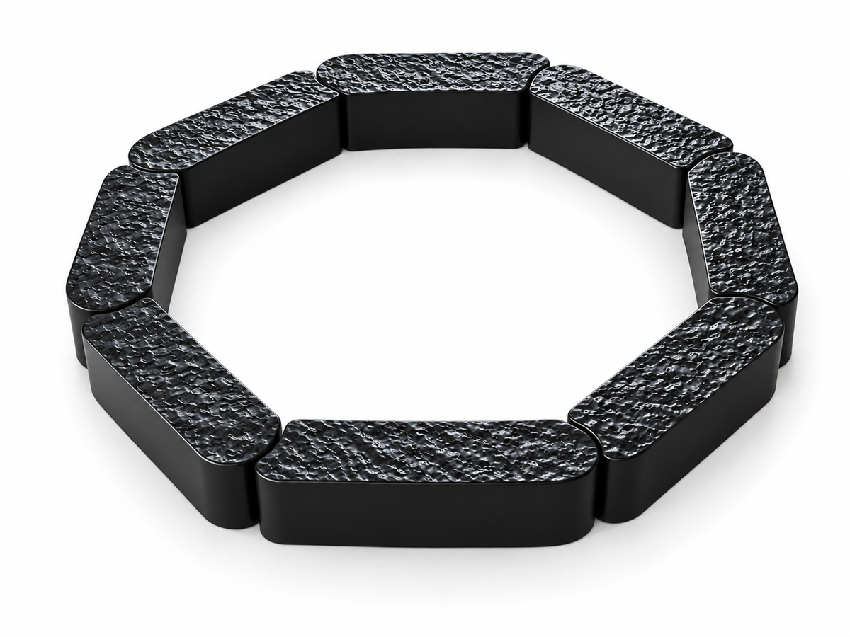 Bordură decorativă modulară pentru grădină, flexibilă, aspect piatră, negru 2,4m x 11cm