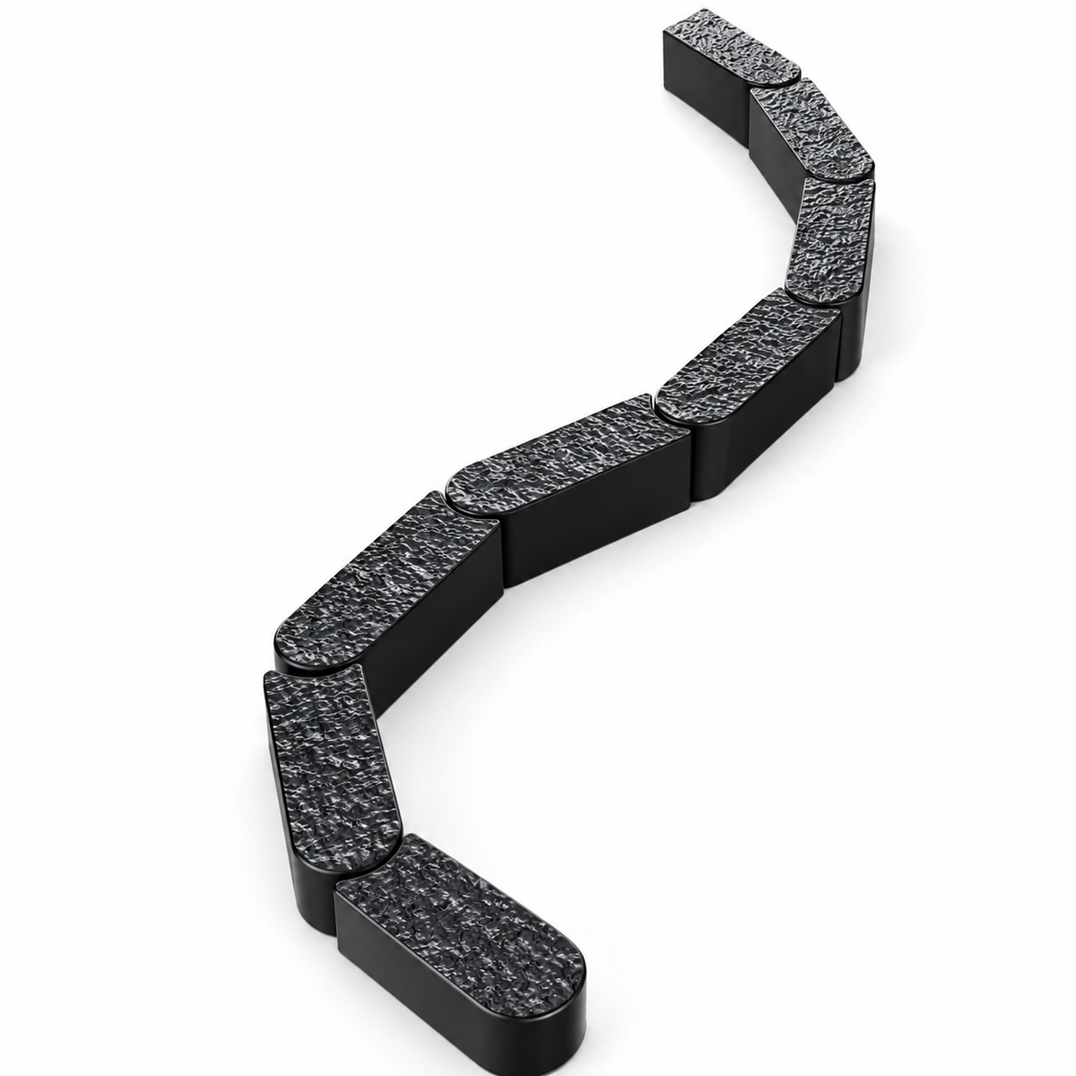 Bordură decorativă modulară pentru grădină, flexibilă, aspect piatră, negru 2,4m x 11cm