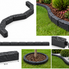 Bordură decorativă modulară pentru grădină, flexibilă, aspect piatră, negru 2,4m x 11cm