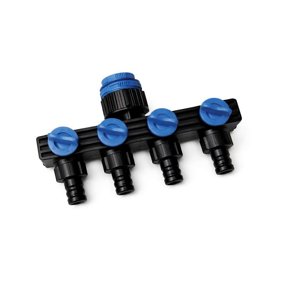 Adaptor / Distribuitor pentru robinet 4 căi albastru/negru ABS și PP